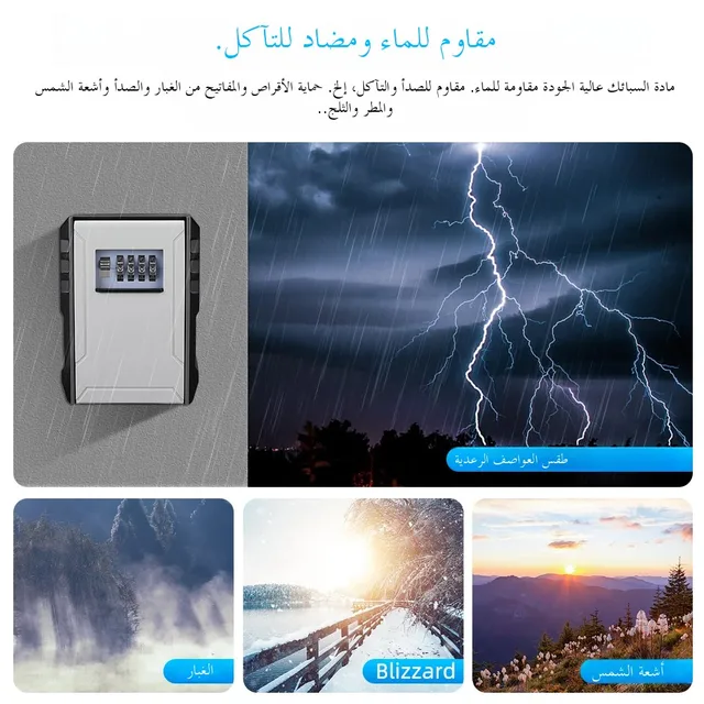 Awapow Metal Password Key Box Wall Mounted 4 Digits Password Lock Storage Box Waterproof Anti Theft Large Capacity Safe Keybox 4