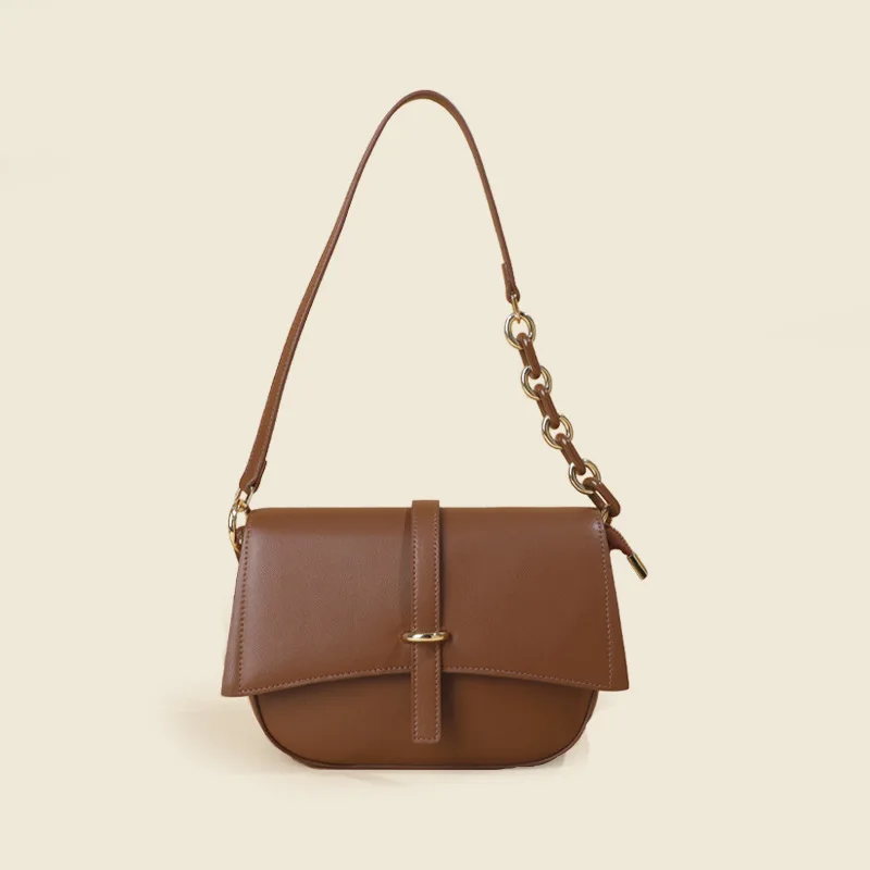 Genuine Leather New Saddle Women's Bag Commuting High-Fashion  Niche Design Crossbody Bag
