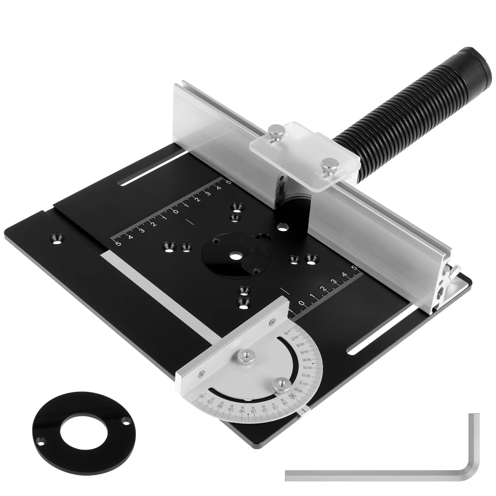 

Router Table Insert Plate 9.4 x 7.9 x 0.2 Inch Aluminum Alloy Portable Milling Machine Flip Board with Clear Scale for