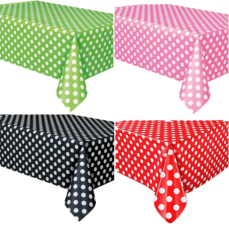 

Disposable Plastic Tablecloth Rectangular Table Cover Waterproof Birthday Party Wedding Tablecloth Pe Dot Eco-Friendly Tableware