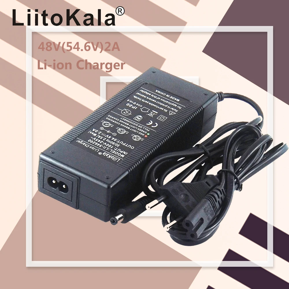 Battery Charger Battery Charger Adapter Liitokala 54.6V 2A Charger 13S 48V Li-ion Battery Pack Output DC 5.5*2.1MM 48V Lithium Polymer