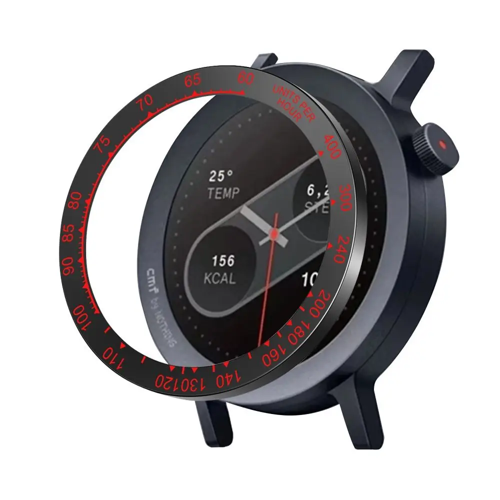 PC Watch Bezel Ring with Time Scale Protective Watch Bezel Shell Replacement Decorative Screen Protector for CMF Watch Pro 2