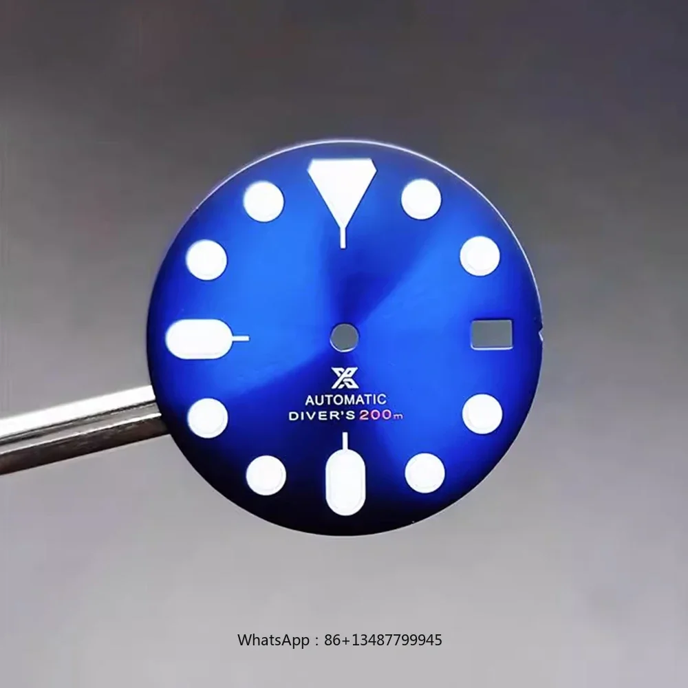 녹색 발광 싱글 및 더블 캘린더 시계 다이얼, NH35 NH36 무브먼트 NH35 다이얼 수정 부품, 28.5mm, 신제품