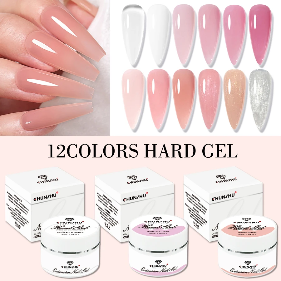 30ML Hard Gel For Nail Extension Milky White Builder Constructor Gel Self Leveling Reinforcement Nail Gels Camouflage Manicure 6