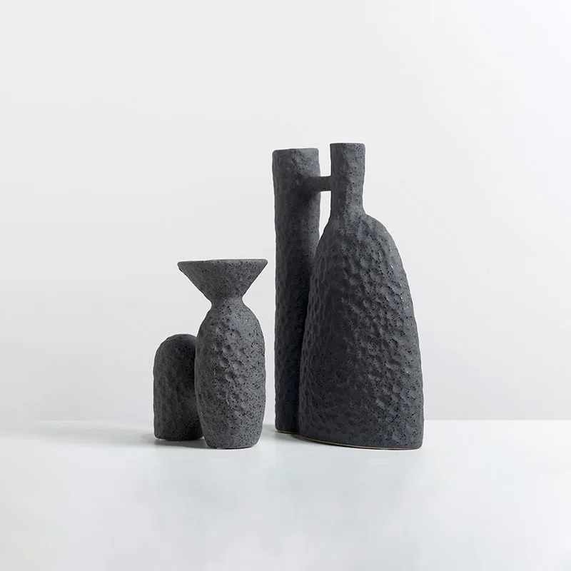 TingKe Wabi Sabi Style Ceramic Vase, H-Shaped Decoration, Home and Hotel, Creative Birthday Gift, Housewarming 3