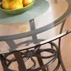 Lucianna Round Glass Top Table with Metal Frame Dining, Dark Brown 6