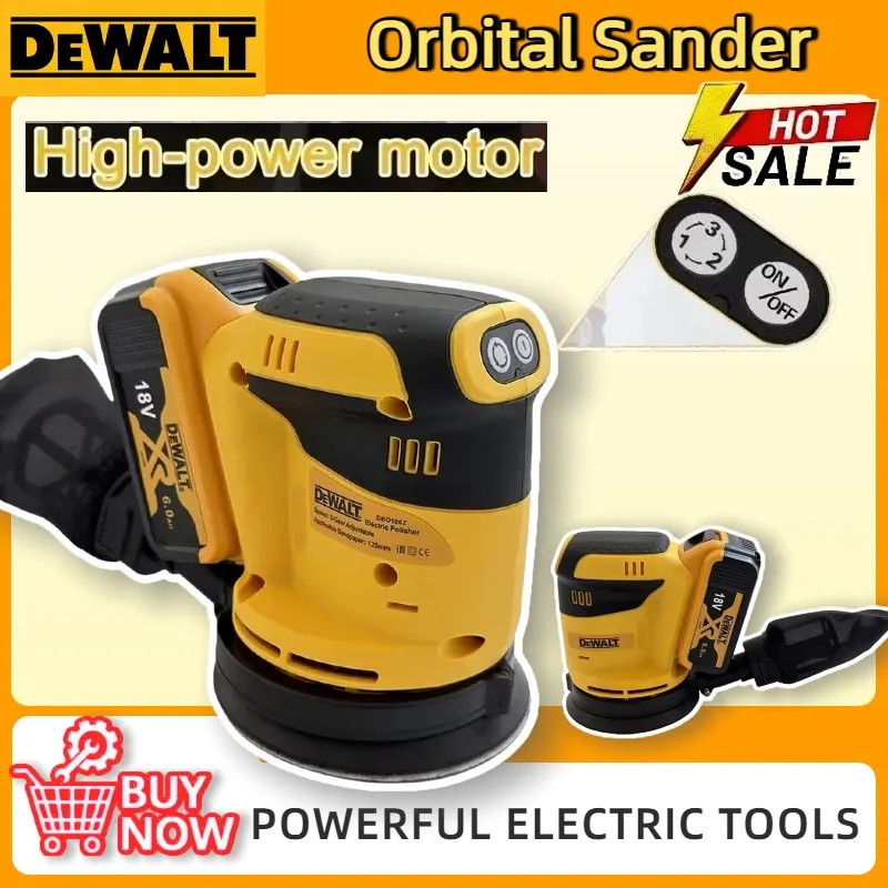 DEWALT 오비탈 샌더 속도 조절식 먼지 수집 장치, 건설 및 작업장에서의 고강도 목재 연마용, 18V 배터리용 공구