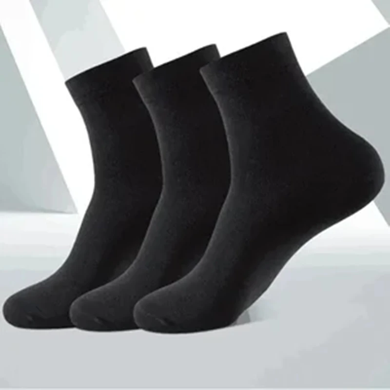 3/5/10-Pack Men's Mid-Calf Socks,Comfort Socks, Non-Slip Cuff, Ideal for Daily Wear, Work, Casual, 4-Season Use, Solid Colors