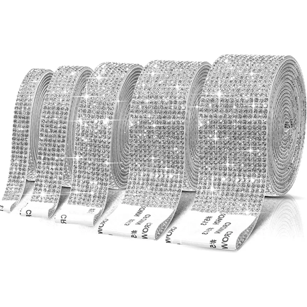 Wide Rhinestone Ribbon Self Adhesive Rhinestone Ribbon FULZTEY 4 Rolls Self-Adhesive ...