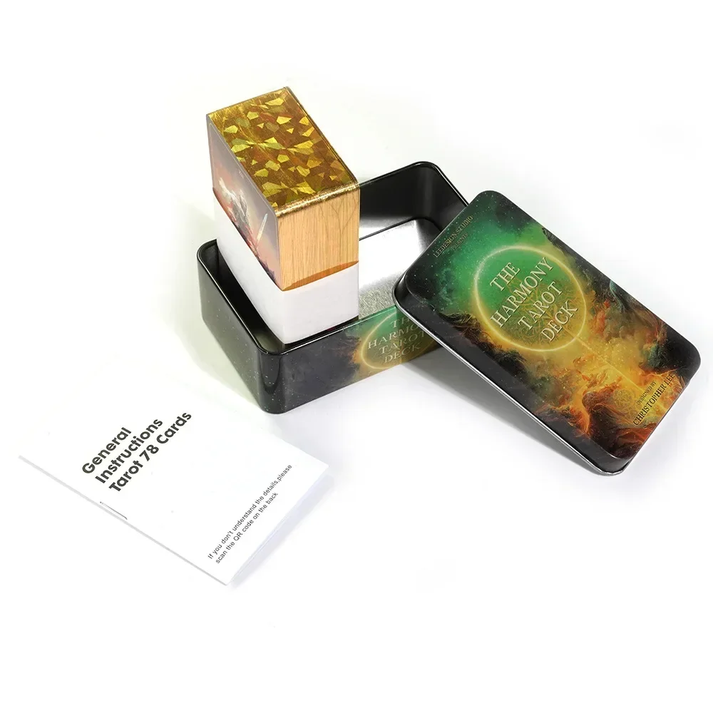 Harmony Tarot in Tin Metal Box Gold-plated Edge Tarot Cards For Divination Deck 78pcs card game