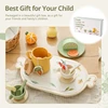 Baby Wooden Afternoon Tea Set Tea Party Tableware Wooden Handiccraft Toy Kitchen Pretend Play Set for Toddlers Kid Birthday Gift 6