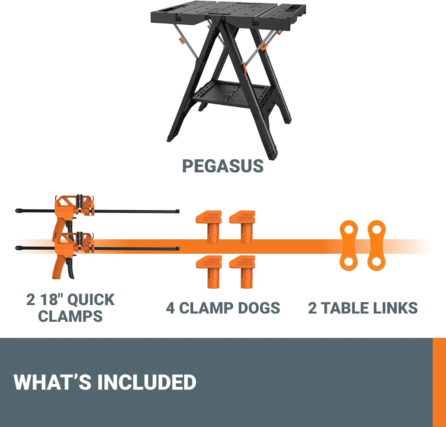 Woodworking Portable Workbench Worx Pegasus 2-in-1 Folding Work Table & Sawhorse 31" W x 25" D x 32" H Lightweight