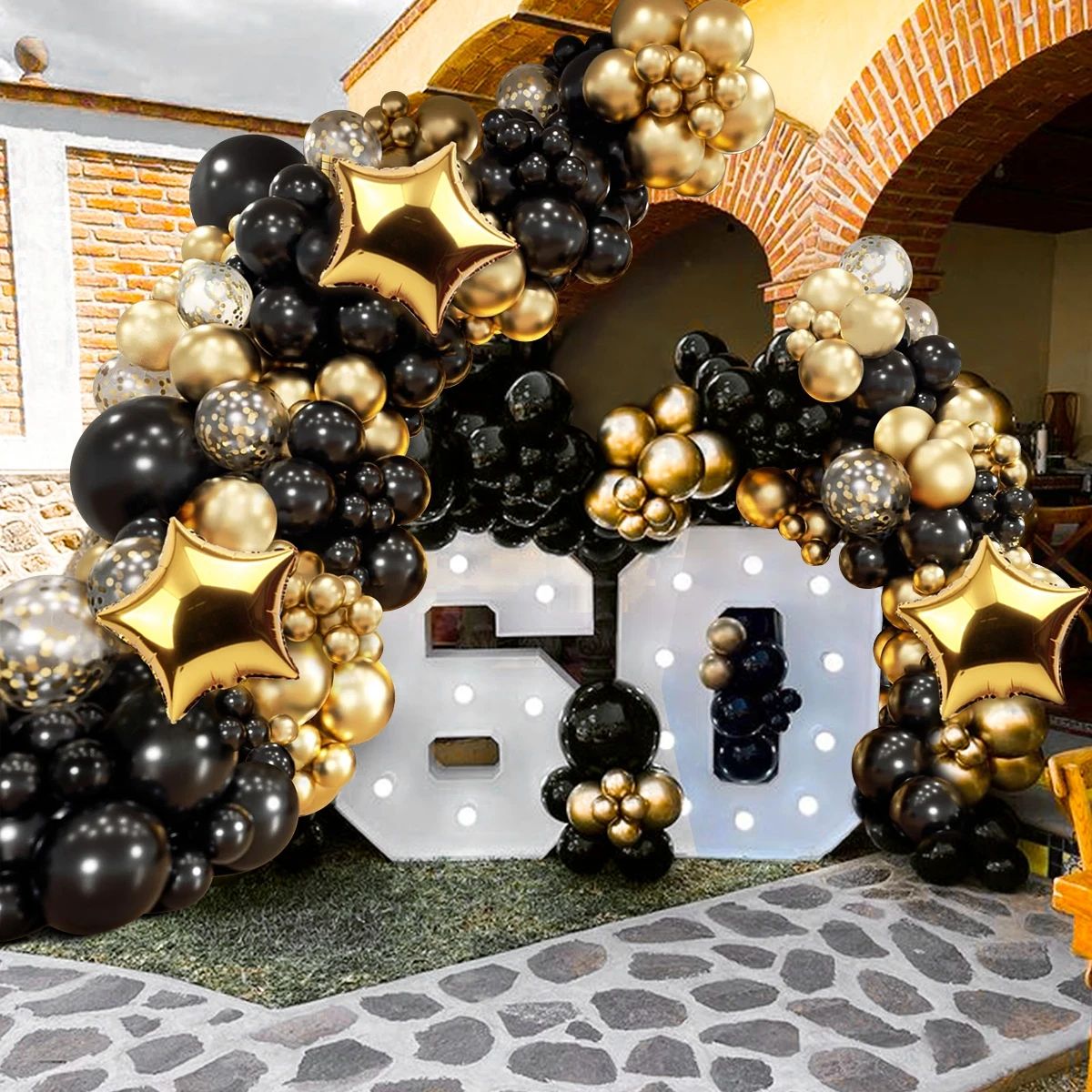 Latex Balloons 134pcs Black Gold Balloon Garland Arch Kit Latex Confetti Balloon Happy Birthday Party Decor Wedding Anniversary Baby Shower