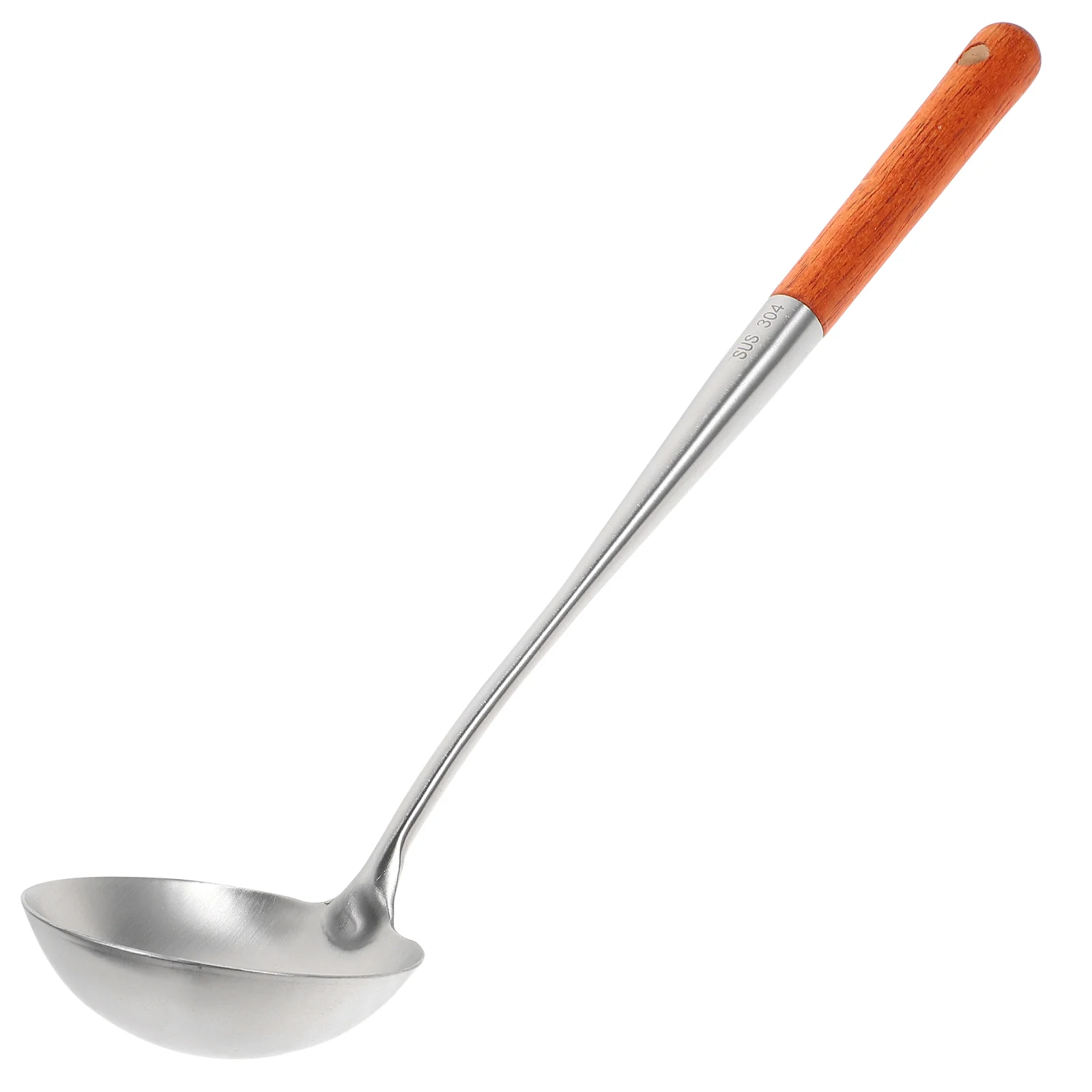 

Porridge Spoon Kitchen Gadget Wooden Handle Home Cooking Soup Spoons Supply Scoop Ladle Stainless Steel Practical