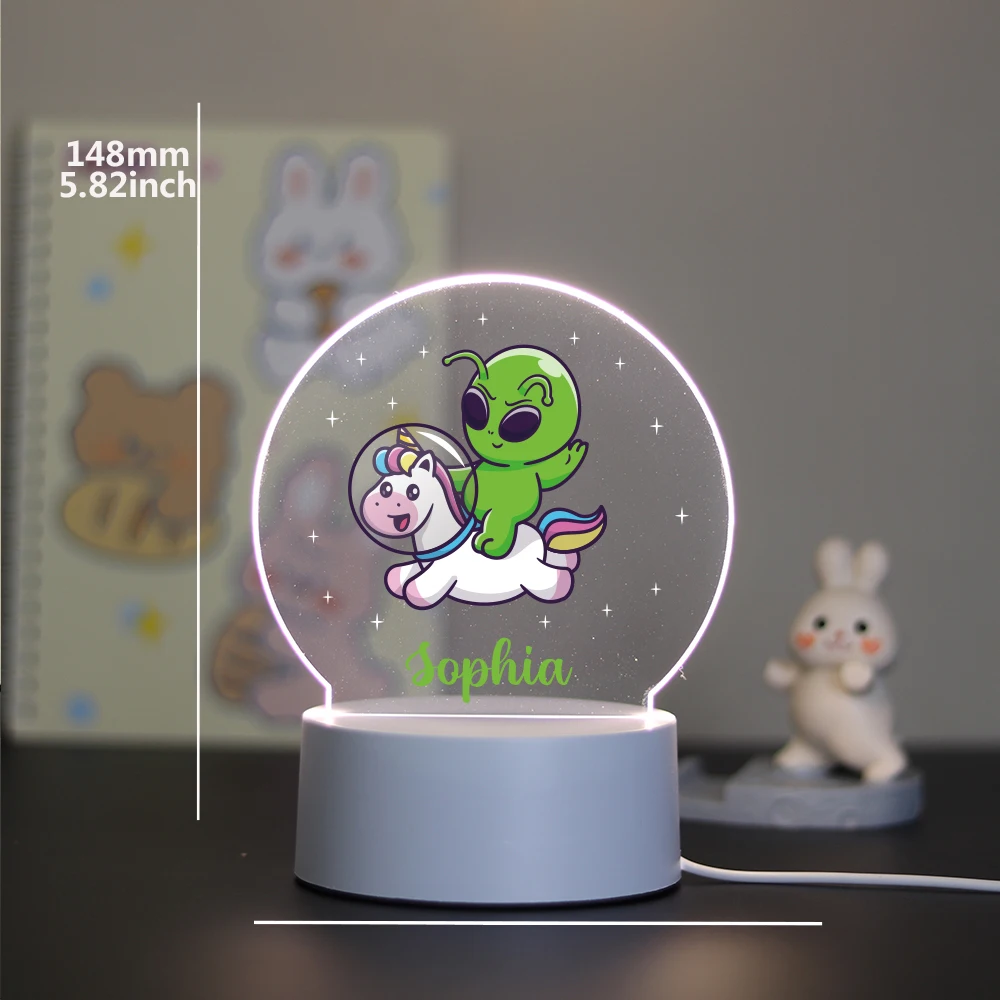 1개의 빛나는 야간 조명 외계인 인형 맞춤형 이름 및 이미지 3D 색상 변경 선물 내 가장 친한 친구와 여자친구에게 보내기