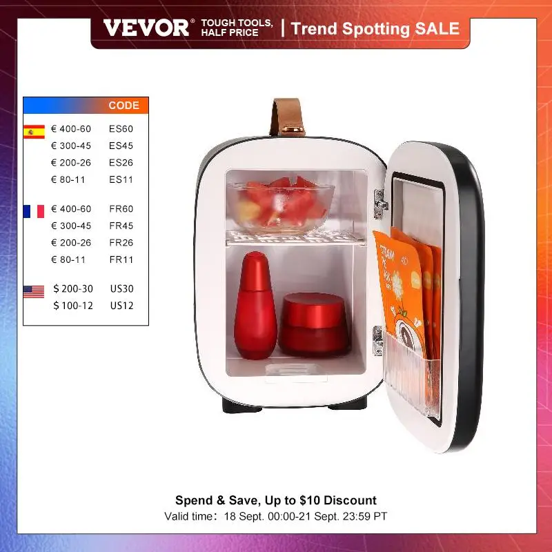Vevor 4l mini desk fridge car refrigeration keep cooler portable