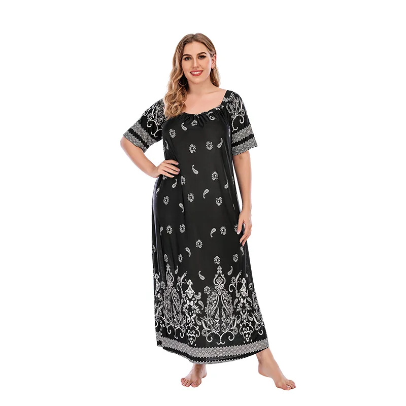 

Exclusive for cross-border plus size women's dress homewear vintage ethnic Paisley dress250catty wearable abaya