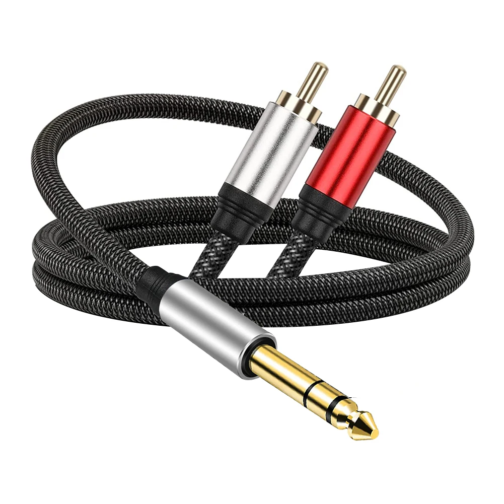 6.35mm Male to 2RCA Male Audio Splitter Cable