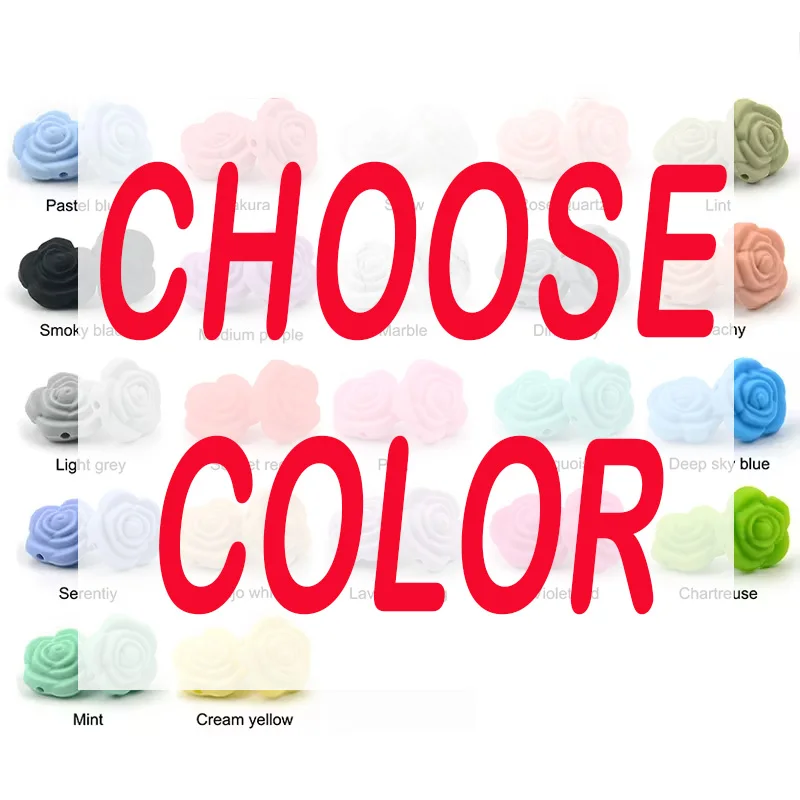 Elegant Rose Flower Silicone Bead Set for DIY Jewelry and Crafts (10 pcs)