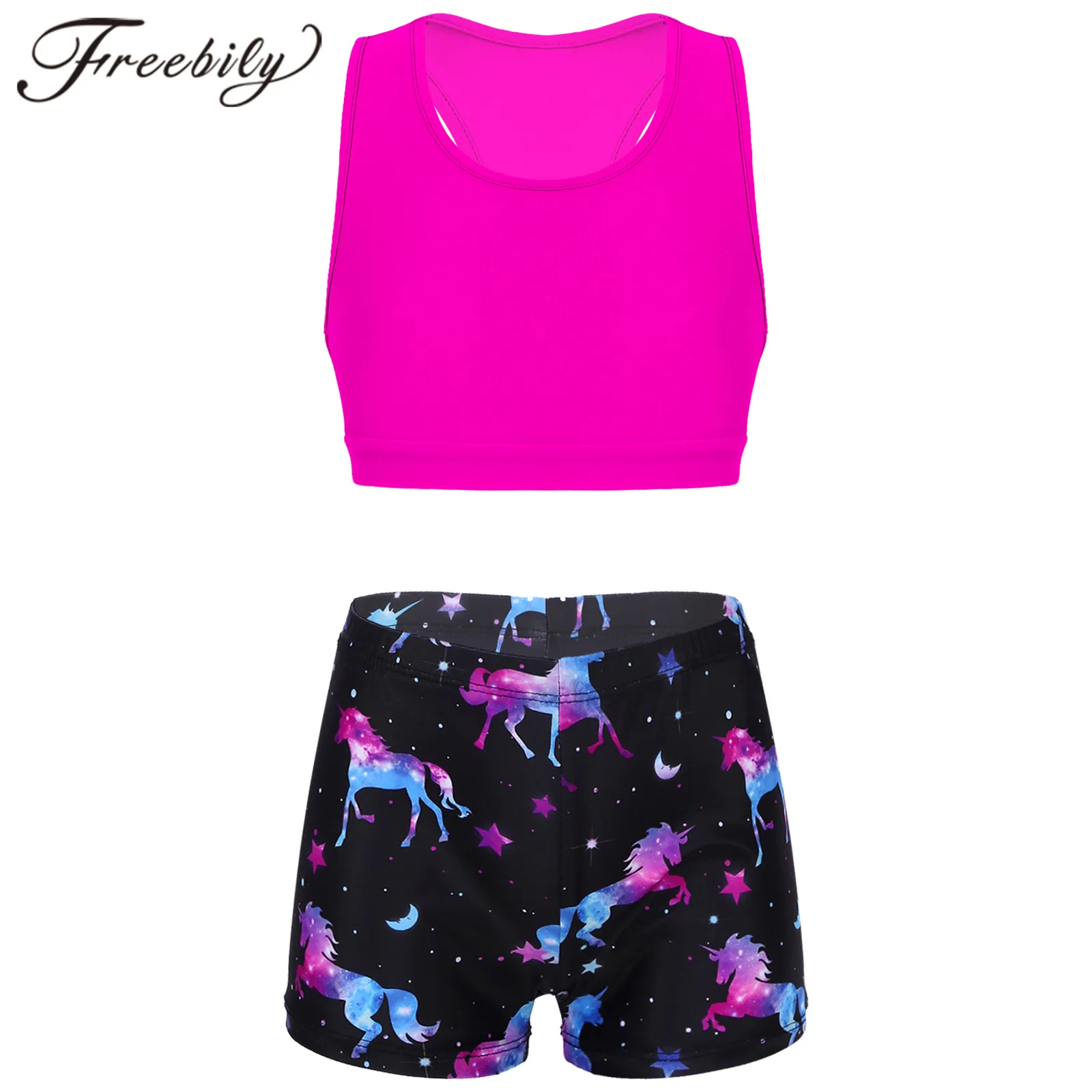 

Yoga Sets 2PCS Children Girls Tracksuit Gym Sports Bra Top and Shorts Ballet Gymnastics Outfits Kids Dancing Sports Clothes Sets