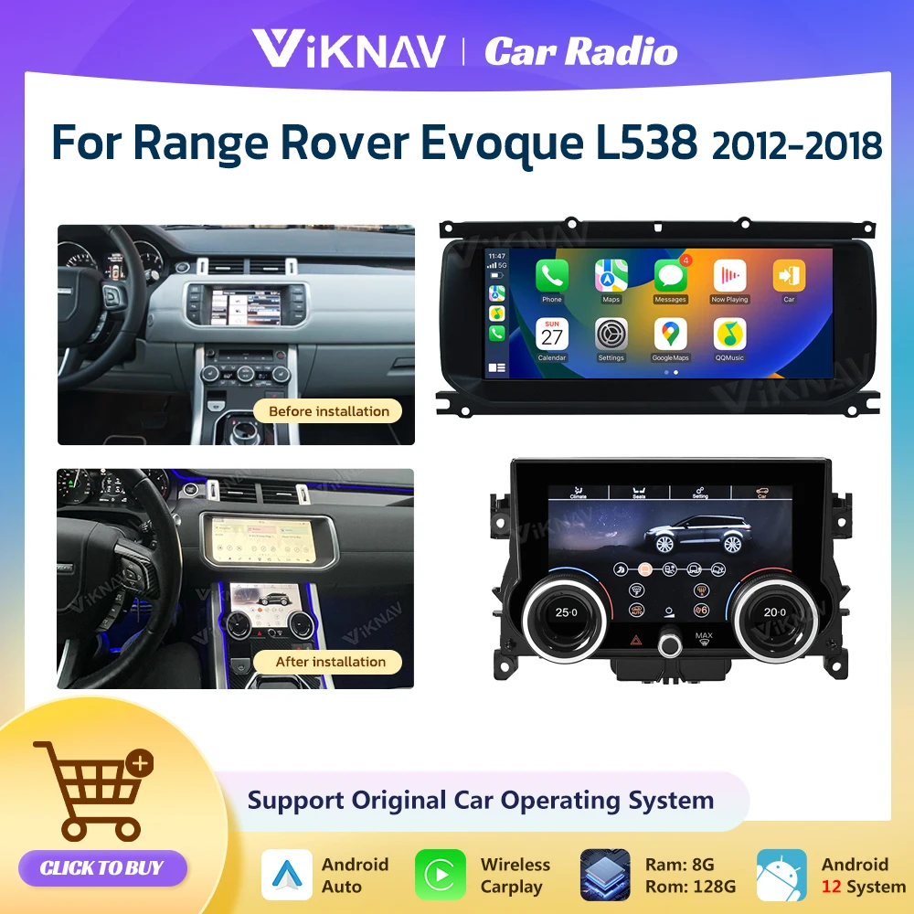 

Android 12 Head Unit Dual System For Range Rover Evoque L538 2012-2018 Car Stereo Radio GPS Navigation Carplay AC Panel Screen