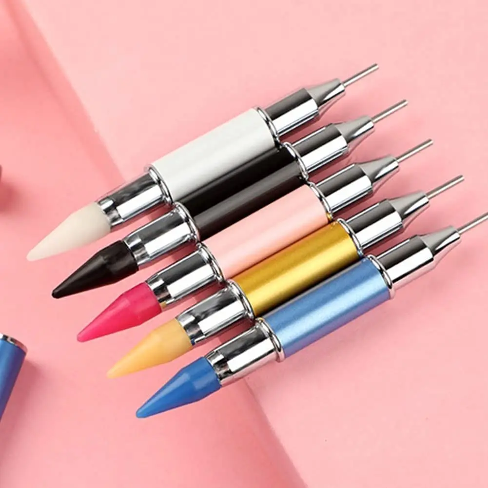 1PC Nail DIY Art Dual-Ended Diamond Point Drill Pen Picking Tool Nail Rhinestone Gems Sticky Picker Wax Pencil Manicure Tools 3