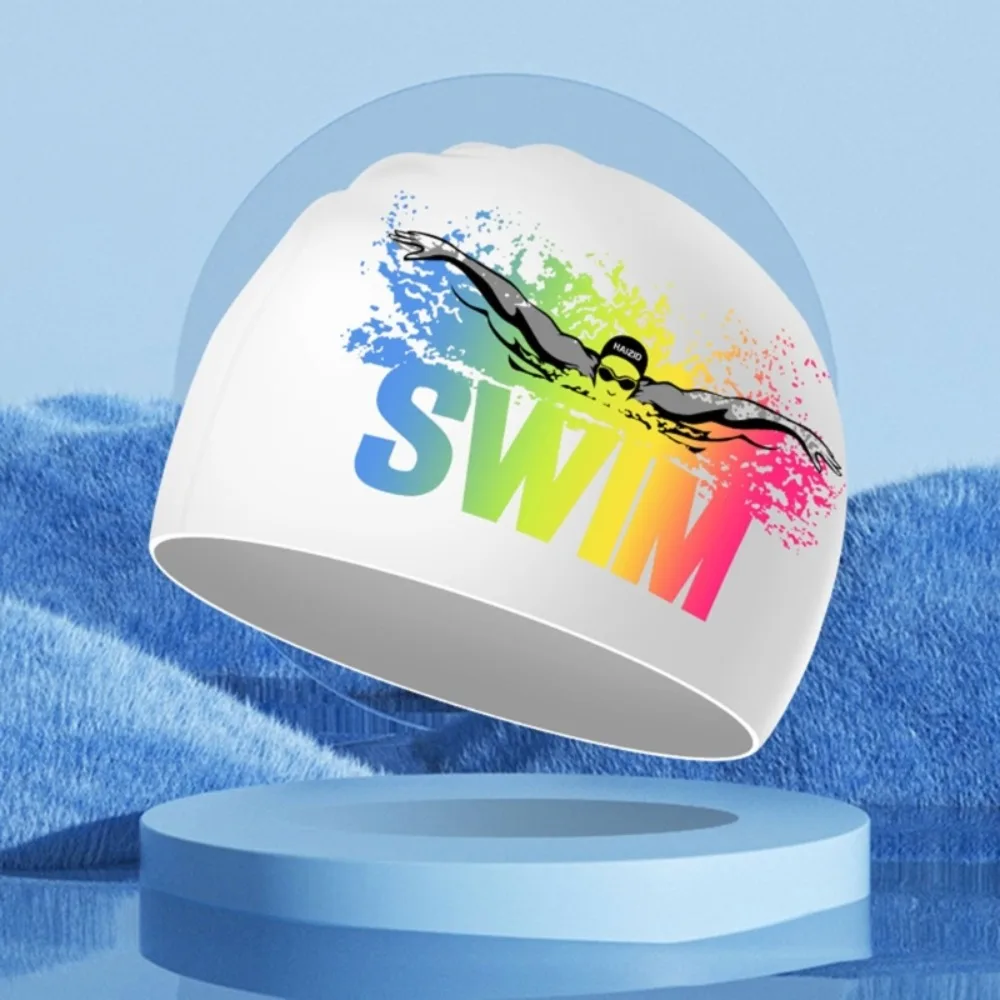 Lightweight Bathing Caps Letter Elastic Silicone Letter Swim Cap Elastic Diving Hat Silicone Swimming Hat Swimming Caps 2