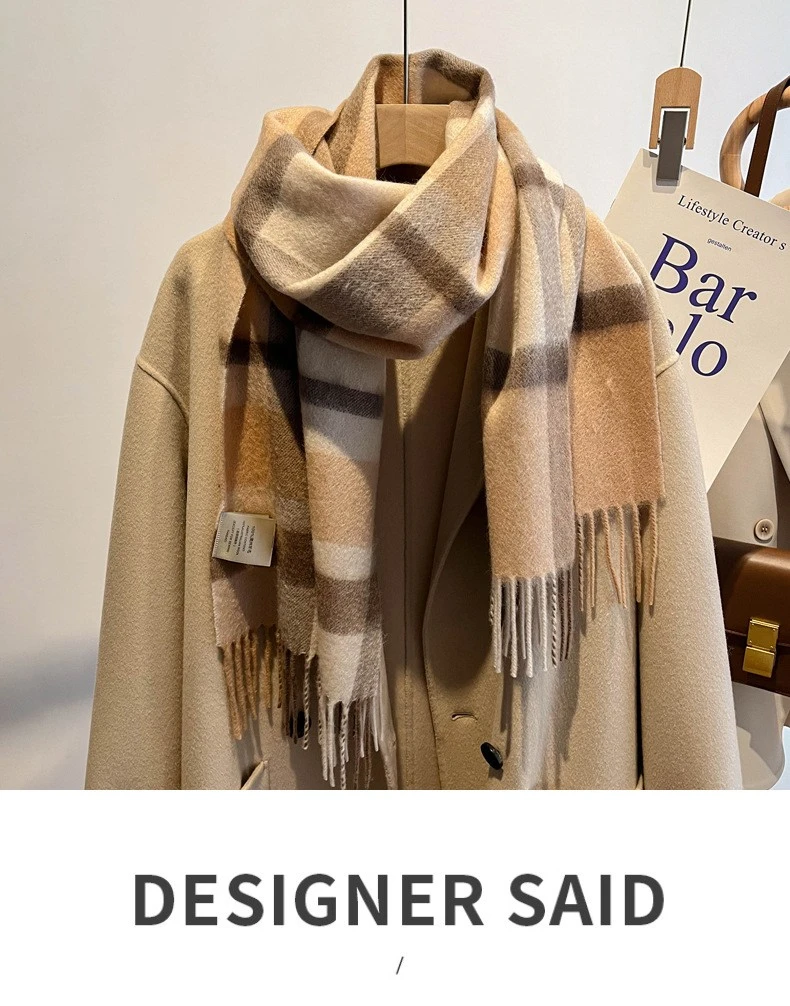 1 Stück warmer Winterschal mit quadratischem Gitter für Herren und Damen aus Wolle, elegantes Blaugrün, nicht elastisch für Hals und Gesicht, Outdoor-Geschenke – Detail 1