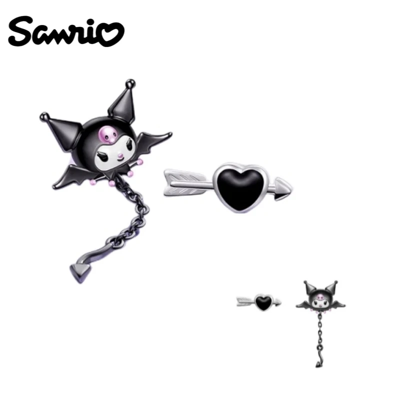 

Sanrioed Kuromi 925 sterling silver earrings gentle asymmetric earrings Valentine's Day girlfriend gift anniversary gift