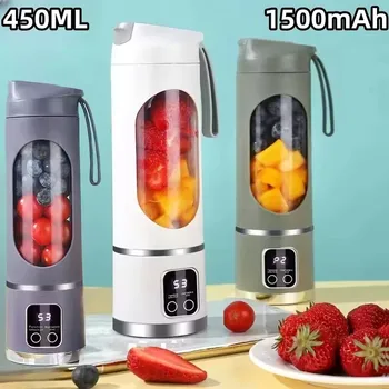 2025 Nuovo Ricarica Domestica MINI Spremiagrumi Elettrico di Ghiaccio Tritato Motore Potente 450ML Display Digitale di Grande Capacità Tazza di Succo 1