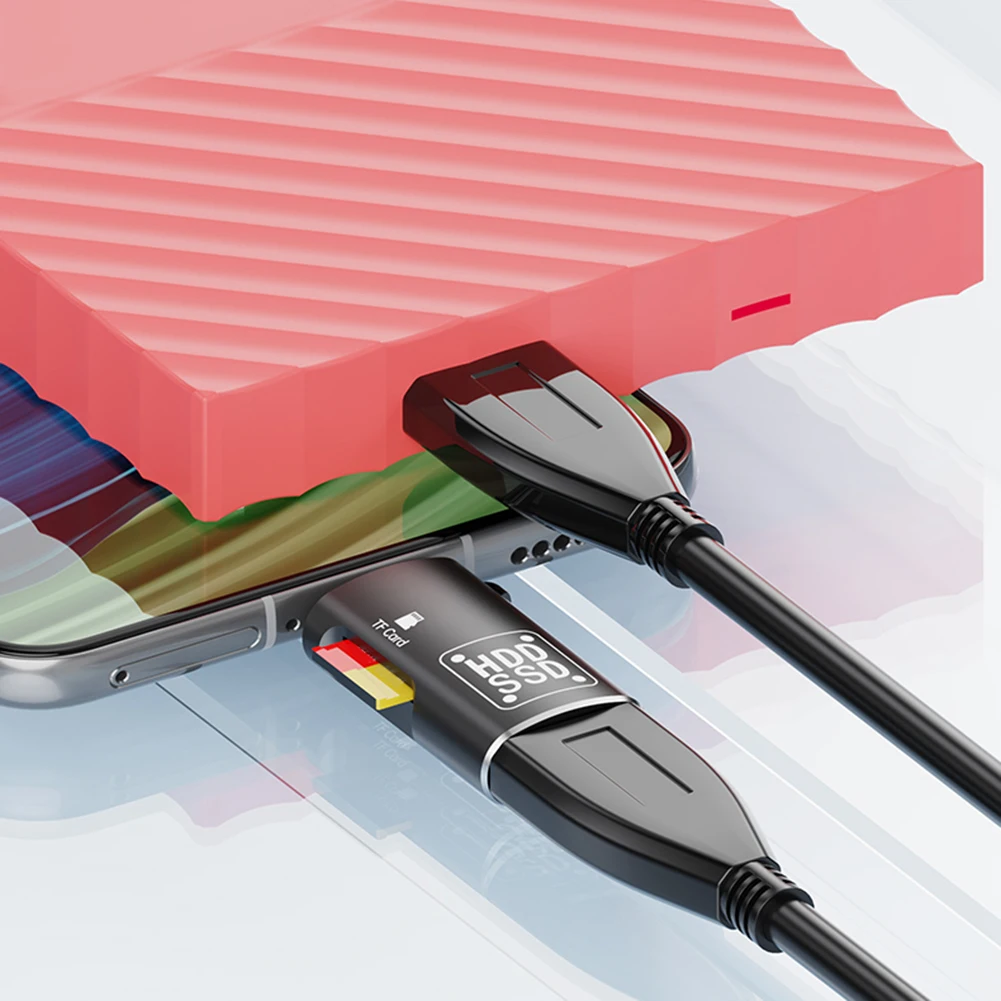 2 In 1 Type-C USB 3.0 카드 판독기 휴대 전화 카드 판독기 OTG TF USB C TF iPhone 15 용 마이크로 SD 카드 판독기
