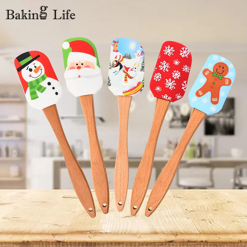 Description Picture 4 of itemNew Christmas Wooden Handle Kitchen Fondant Cake Cream Spatula Silicone Butter Scraper Kitchen Baking Tools Espatula Silicona