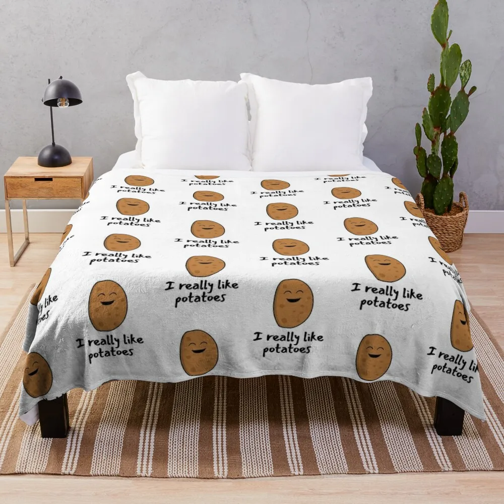 

I Really Like Potatoes - Funny Potato Gift Throw Blanket Furry Blankets Soft Plaid Tourist Blanket Warm Blanket