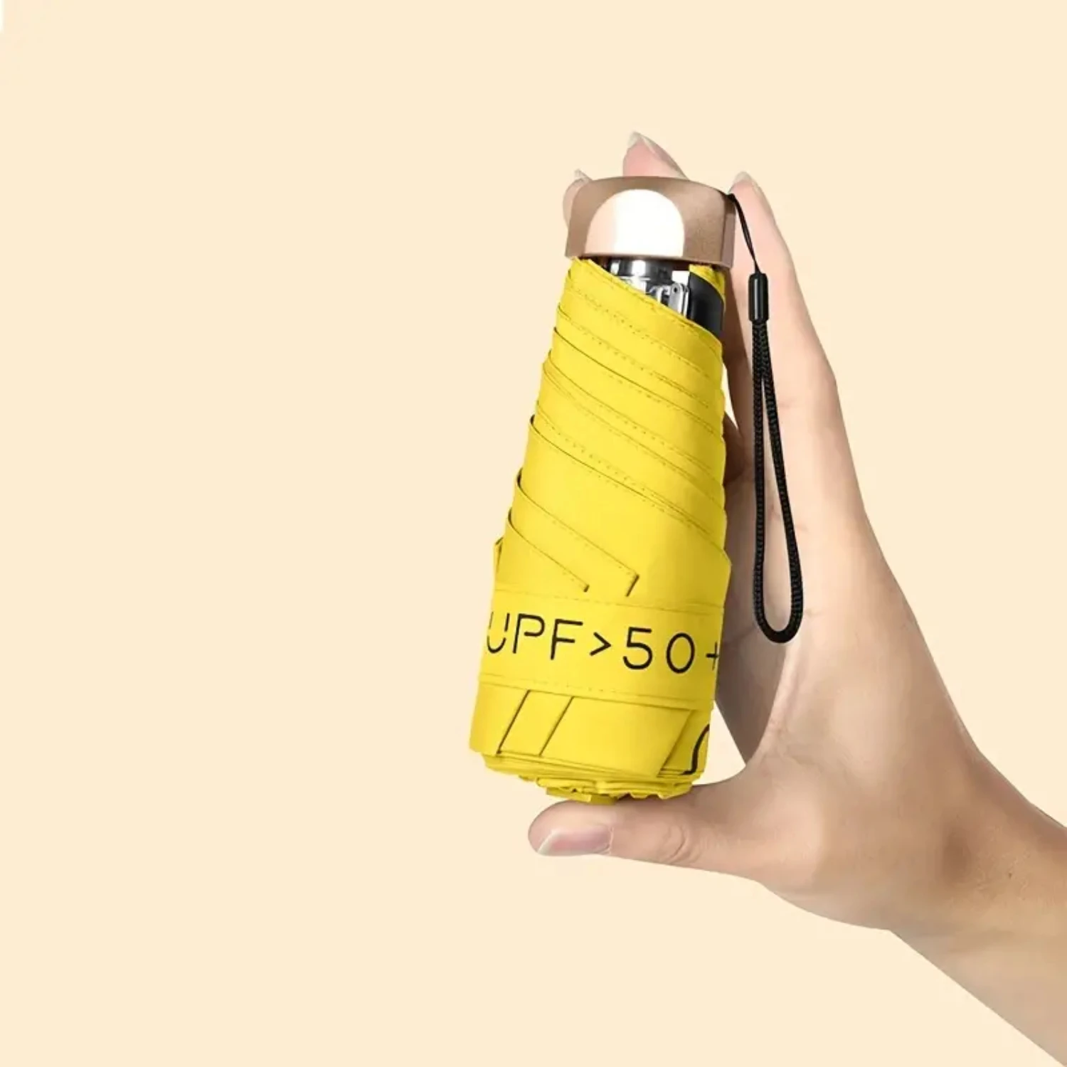 Convenient Metal Portable 5-Fold Umbrella Head with Sleek Flat Design, Ideal for Sunny and Rainy Weather-Easy-to-Use and Versa