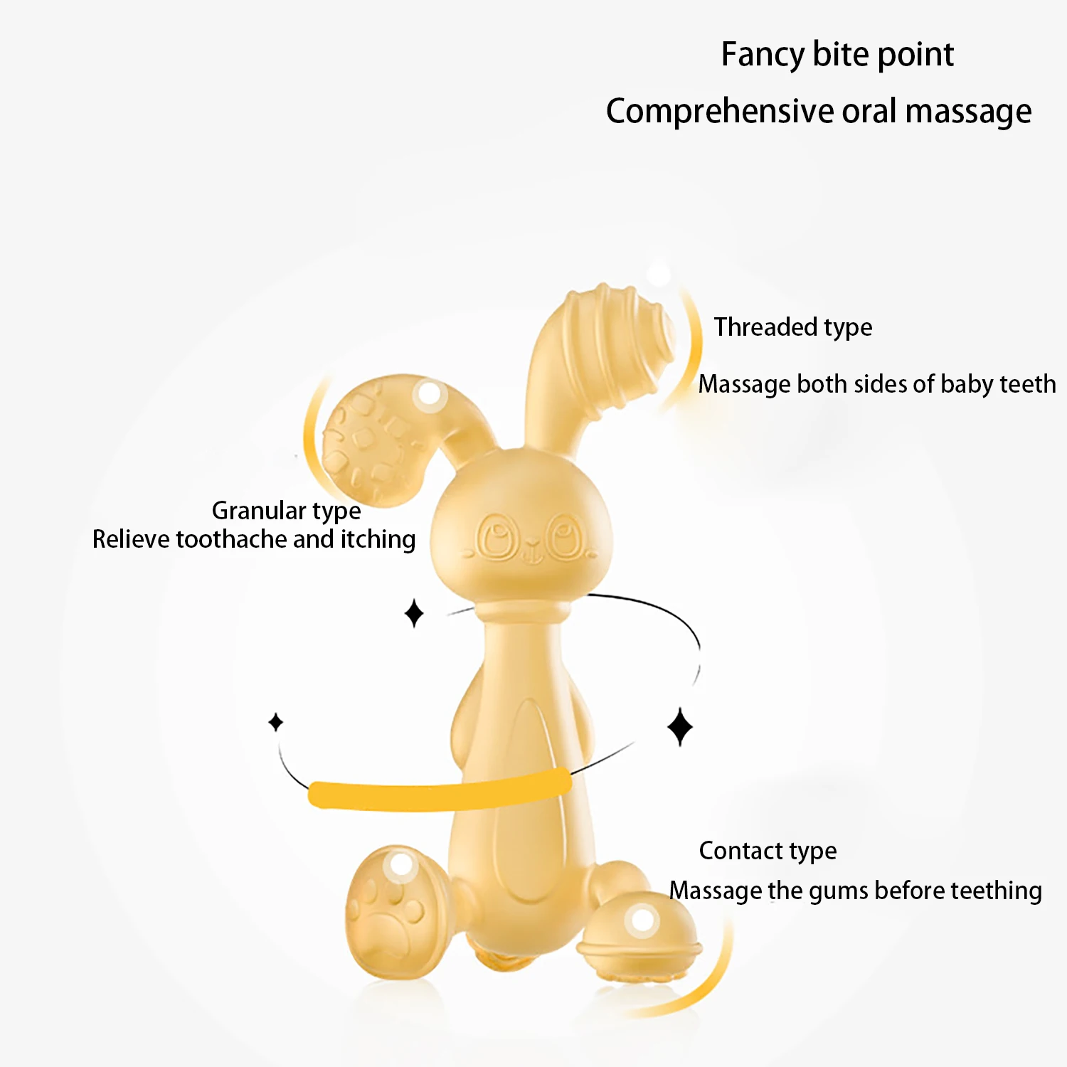 Baby liquid silicone rabbit gum, baby grinding stick, baby teething to soothe and bite 2