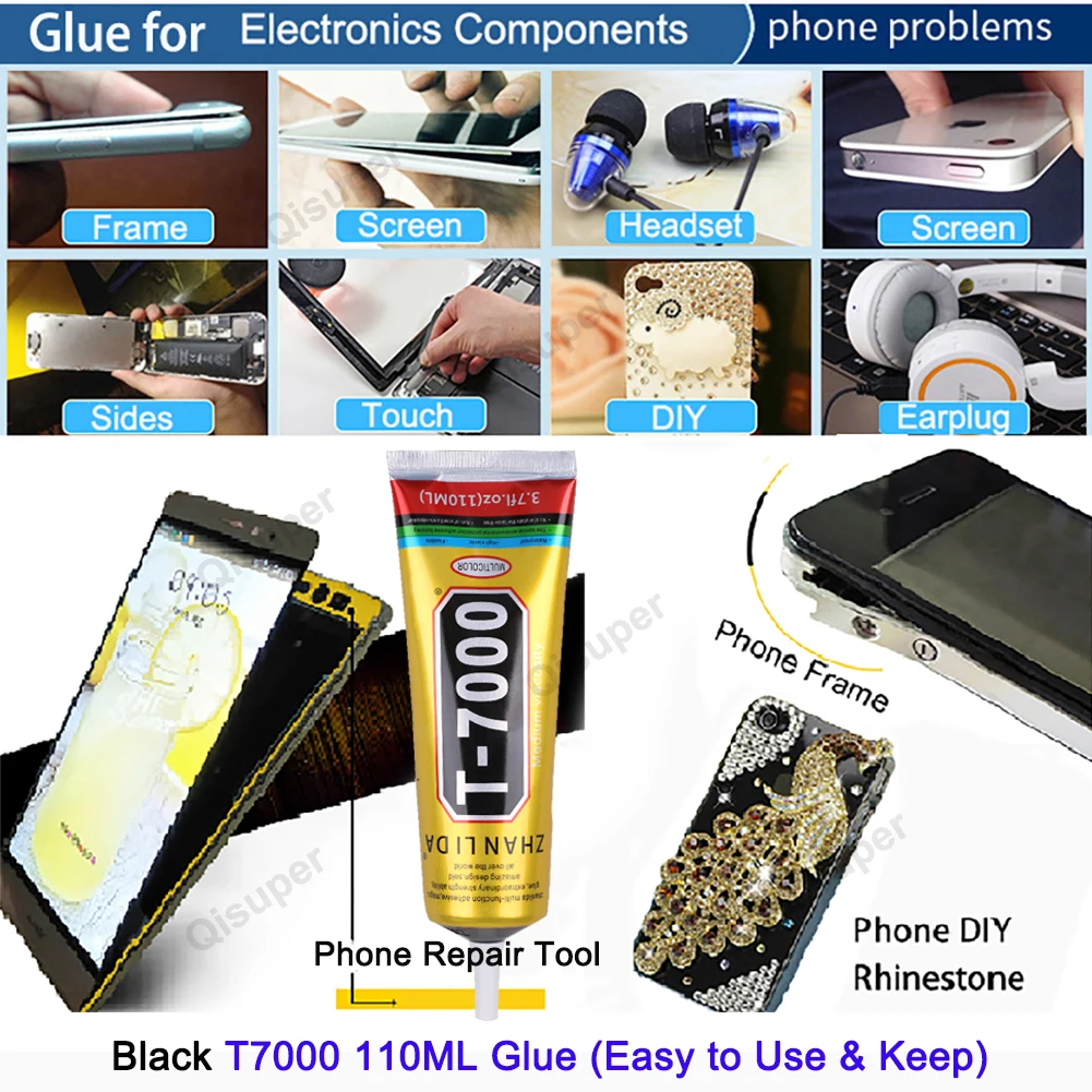 Waterproof Phone Repair Glue Black Epoxy Speaker Earphone Electronic Back Cover Screen Display Soft Adhesive Precision Tool Kit 3