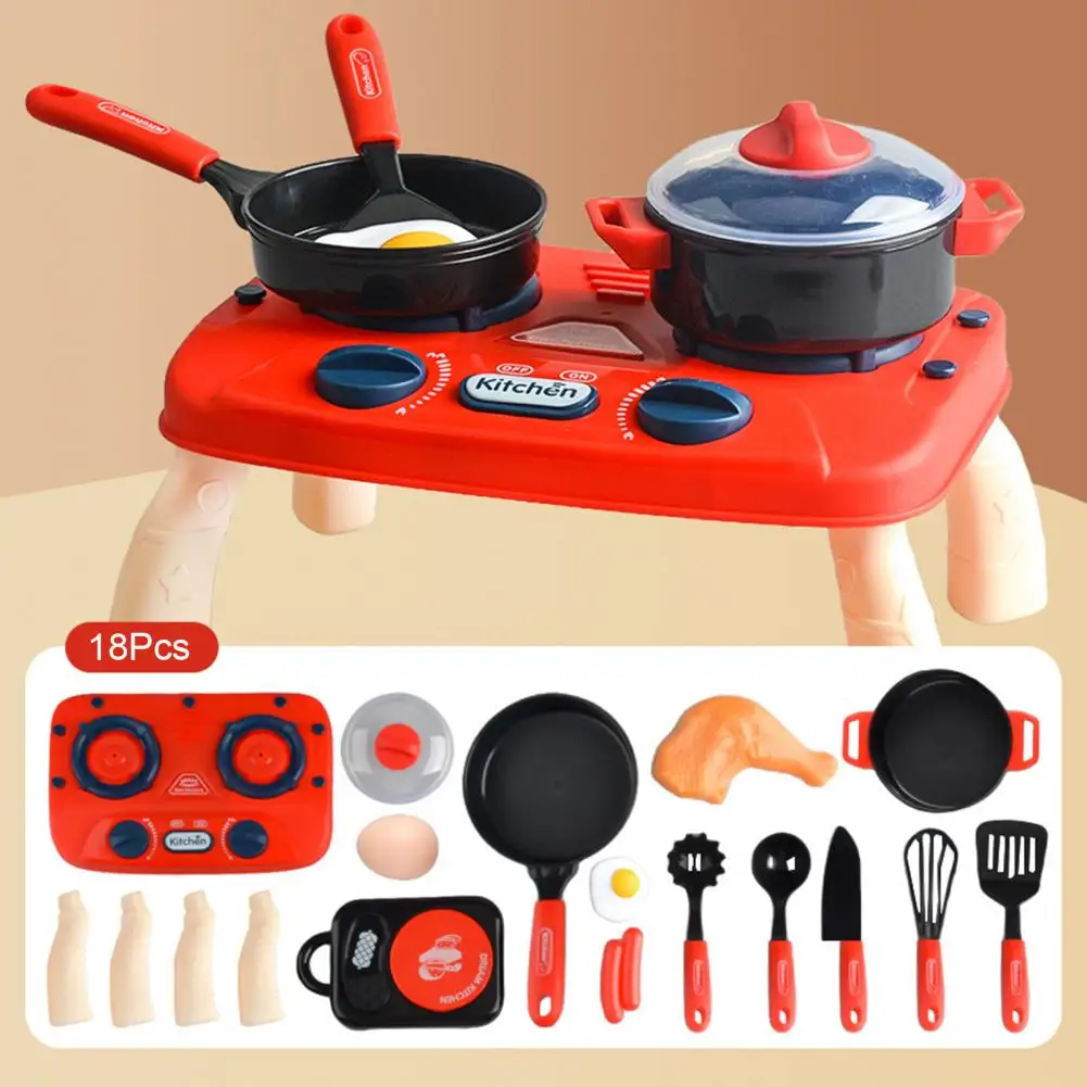 

Мини-кухонная игрушка для готовки, мини-кухонный Игровой Набор для готовки с регулируемой ручкой, плита со звуком, кухонная утварь, посуда, посуда для малышей