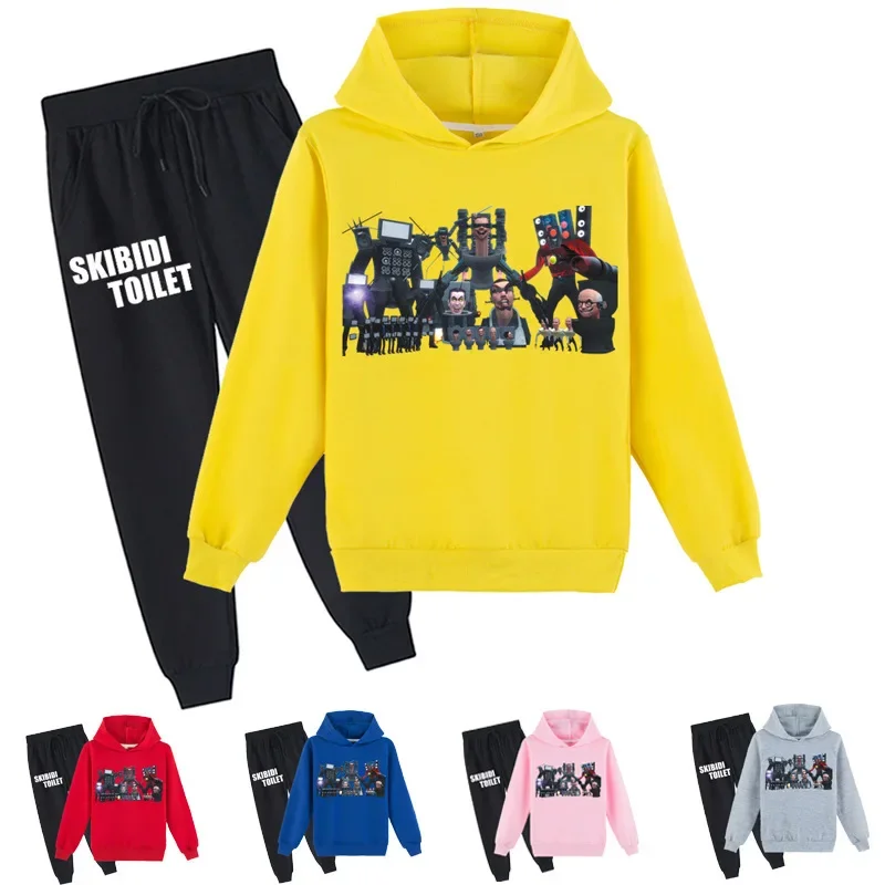 

Skibidi Toilet 2023 Children's Clothing Monitor Toilet Man Printed Casual Sweatshirt for Boys and Girls + Pants Suit