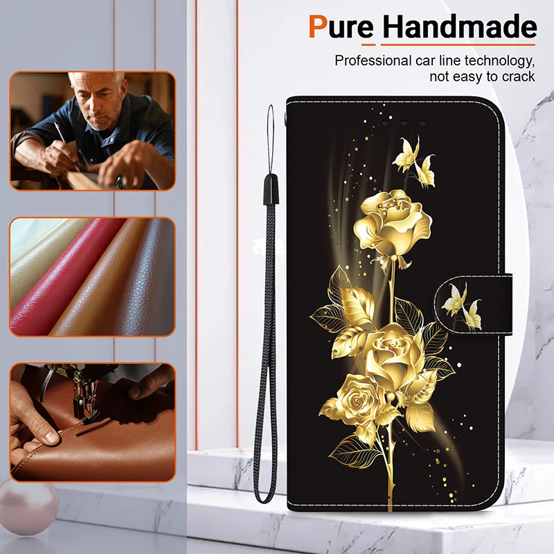 Premium Stand Flip Wallet Case with Artistic Patterns