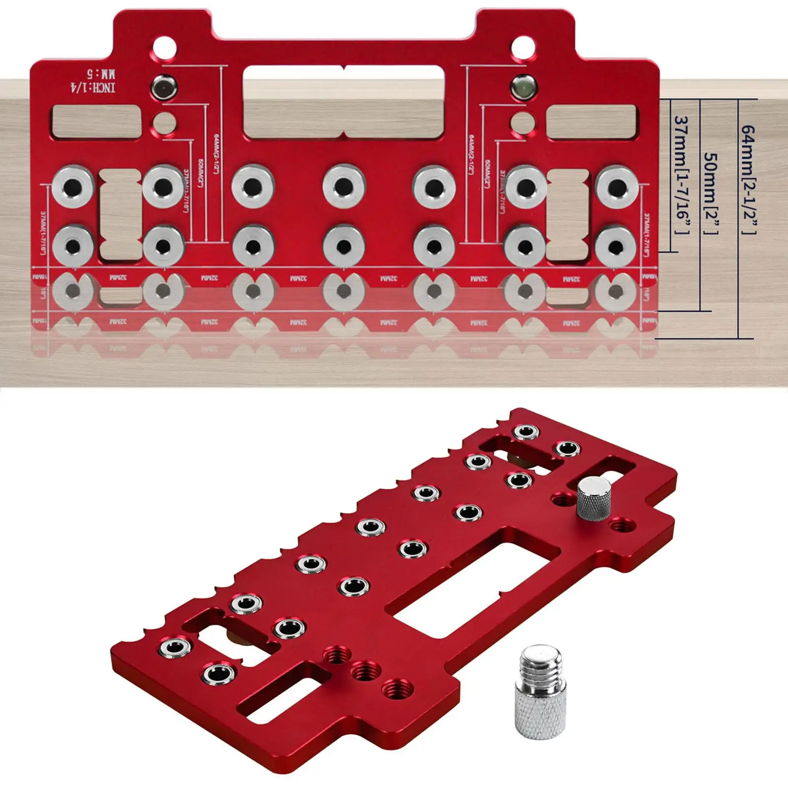 Plantilla Para Taladrar Agujeros De Estante - Guía Para Brocas 1/4", 5mm, 6mm, Distancia 32mm, Aleación Aluminio