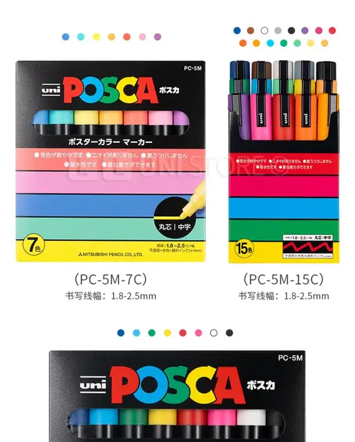 UNI POSCA SET PC1M 4C - 4 ROTULADORES ACRÍLICOS 0,7 MM - BÁSICO -  Artemiranda