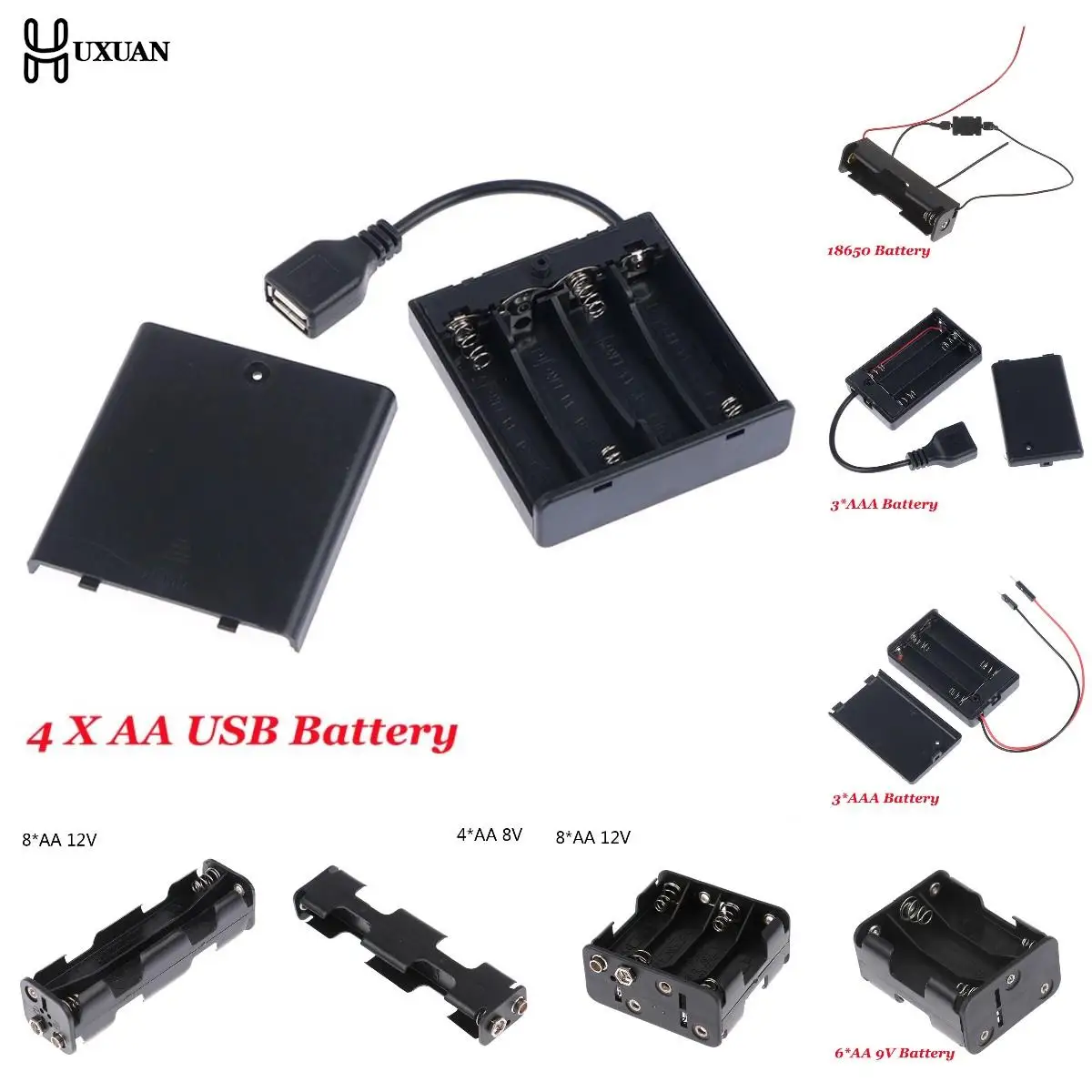 DIY 4/6/8 AA Battery Case Box ABS 18650 Power Bank Cases Holder Storage ...