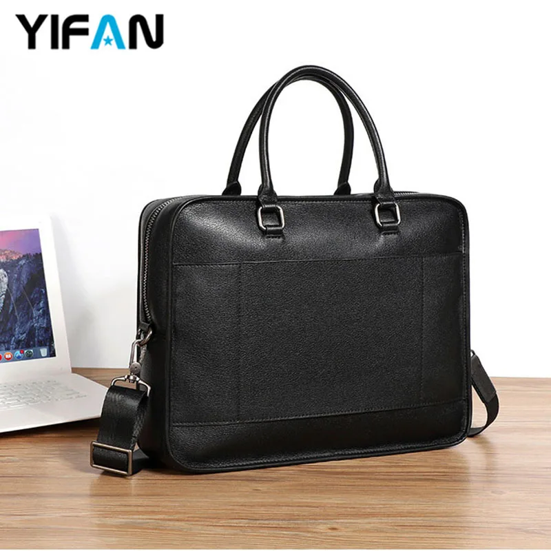 

Genuine Leather Laptop Messenger Bag 14 Inch 15.4 Inch 15.6 Inch, Premium Men's Multi-Pockets Briefcase Business Handbag
