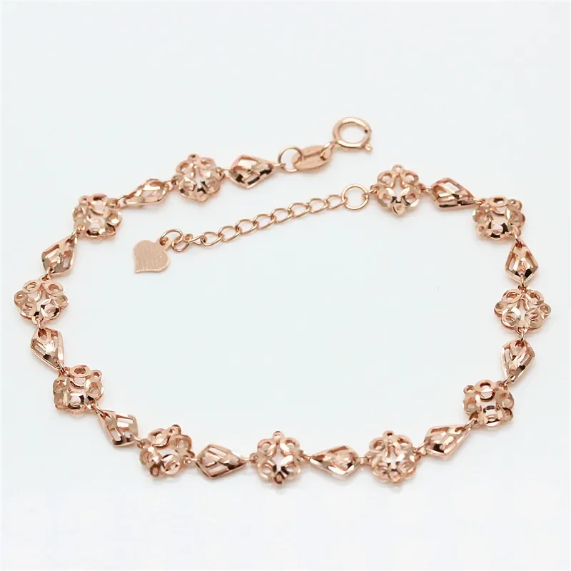 

Classic Design 585 Purple Gold Plated 14K Rose Gold Chain Flower Bracelets for Women Charm Fashion Bangles Party Jewelry