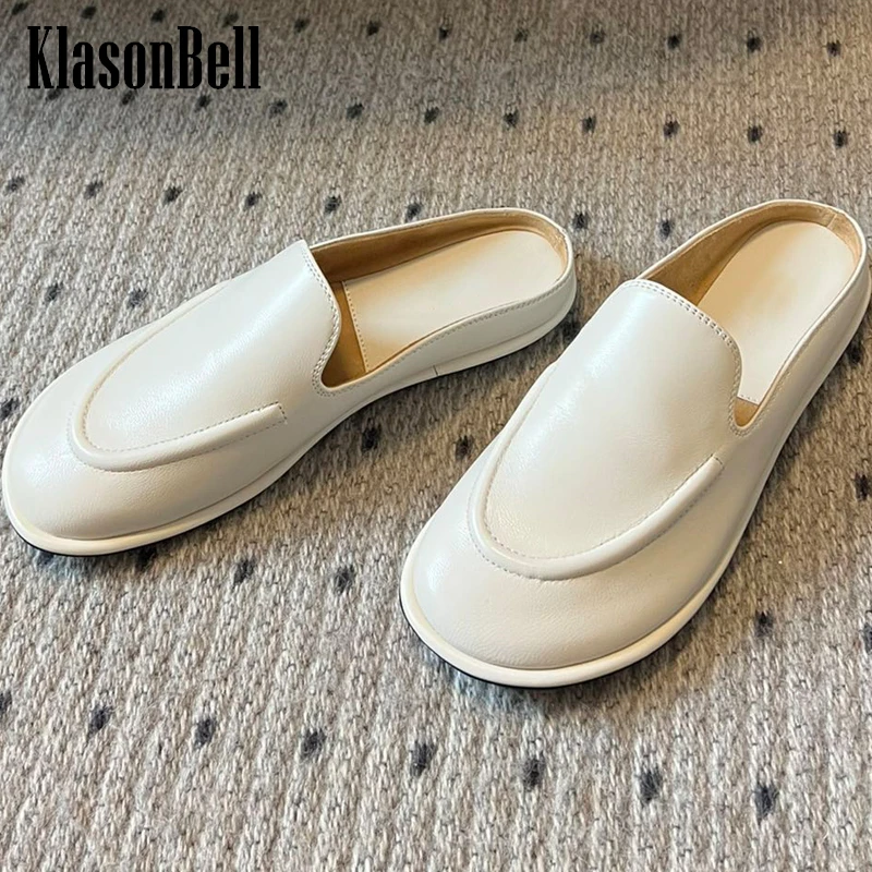 

3.29 KlasonBell New Classic Comfortable Soft Sole Loafers Women Pumps Simple Genuine Leather Round Toe Flat Shoes