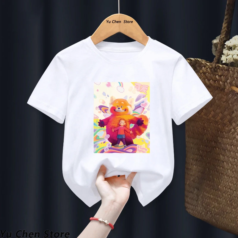 t shirt baby boy	 Cartoon Animation Turning Red Boys' And Girls' T-shirt Harajuku Summer White Print Girls' Boys' Top Short Sleeve Aestheticism t-shirt for kid girl Tops & Tees