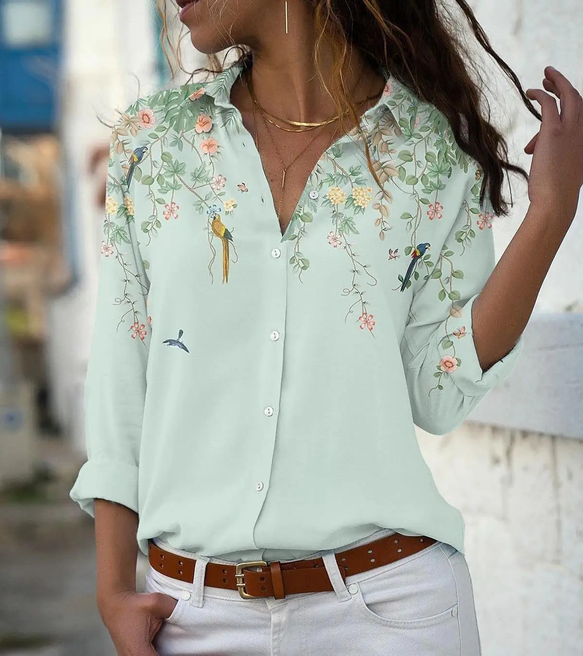 

Spring and autumn new women's tops fashion women's shirts casual long-sleeved shirt women