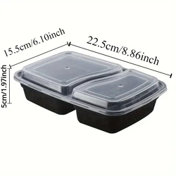 Set of 10 Disposable Bento Lunch Boxes with Lids - Multi - Compartment Food Storage Containers - 10PCS (Two grids)