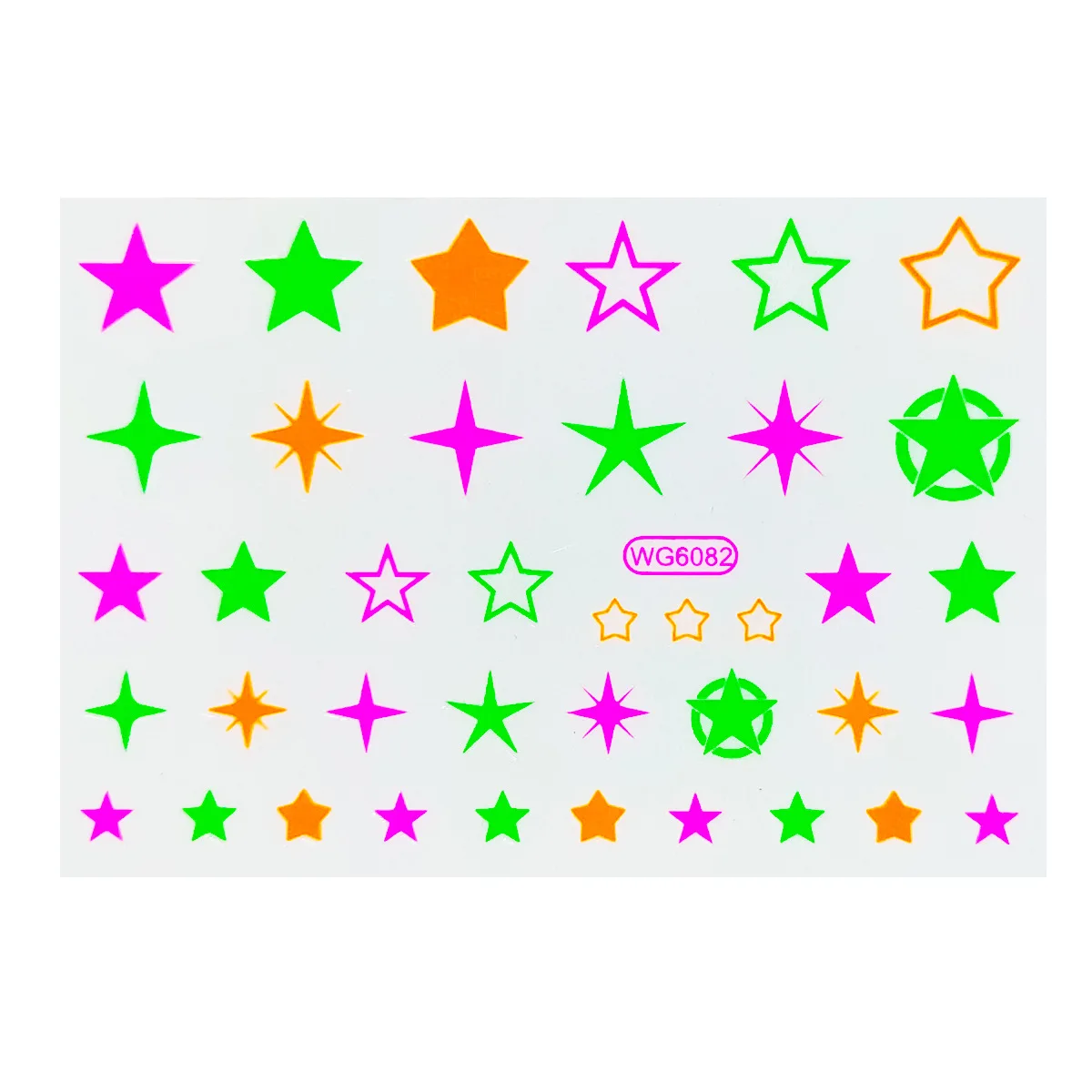 3D Fluorescent Nail Art Sticker Neon Stars Fireworks Water Drop