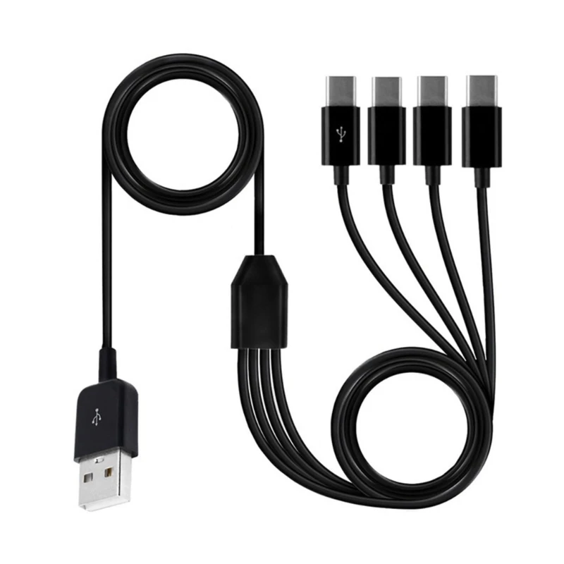 4 in 1 Multi Charging Cable USB to 4x Type C Splitter Data Sync USB C Cable